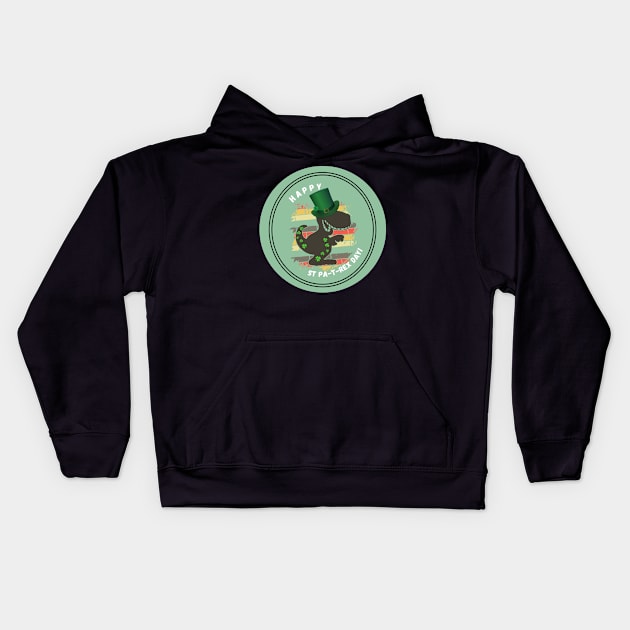 St Patricks Day Dinosaur Lover T Rex Green Clover Shamrock Design Kids Hoodie by Apathecary